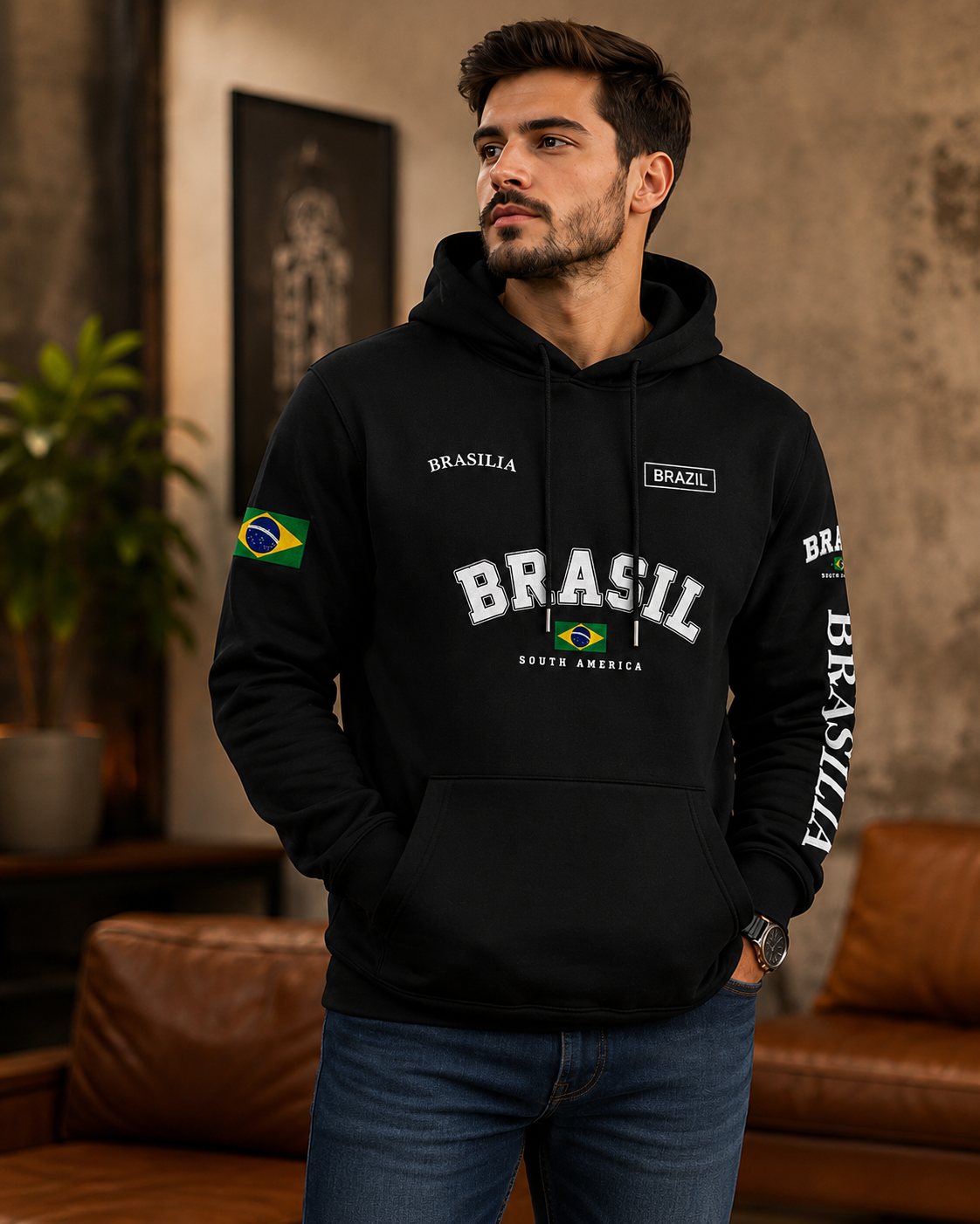 Moletom Brasil Varsity Urban Style Masculino