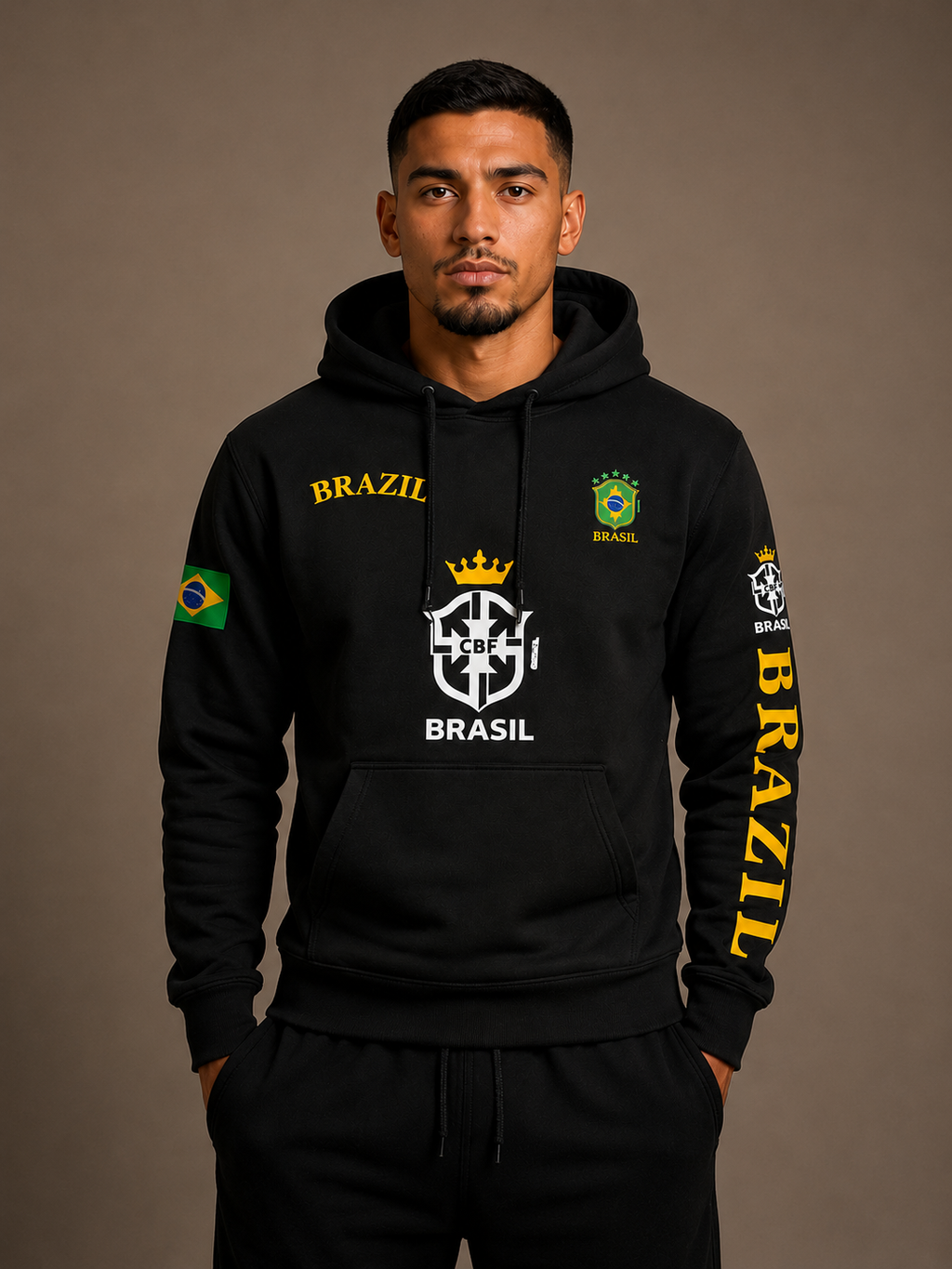 Moletom Canguru Brasil Futebol Streetwear Masculino
