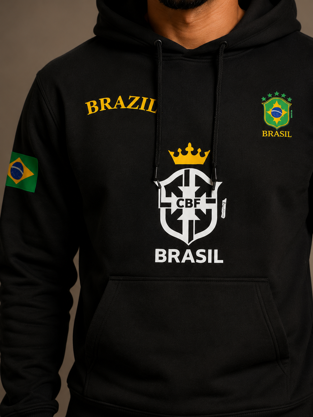 Moletom Canguru Brasil Futebol Streetwear Masculino