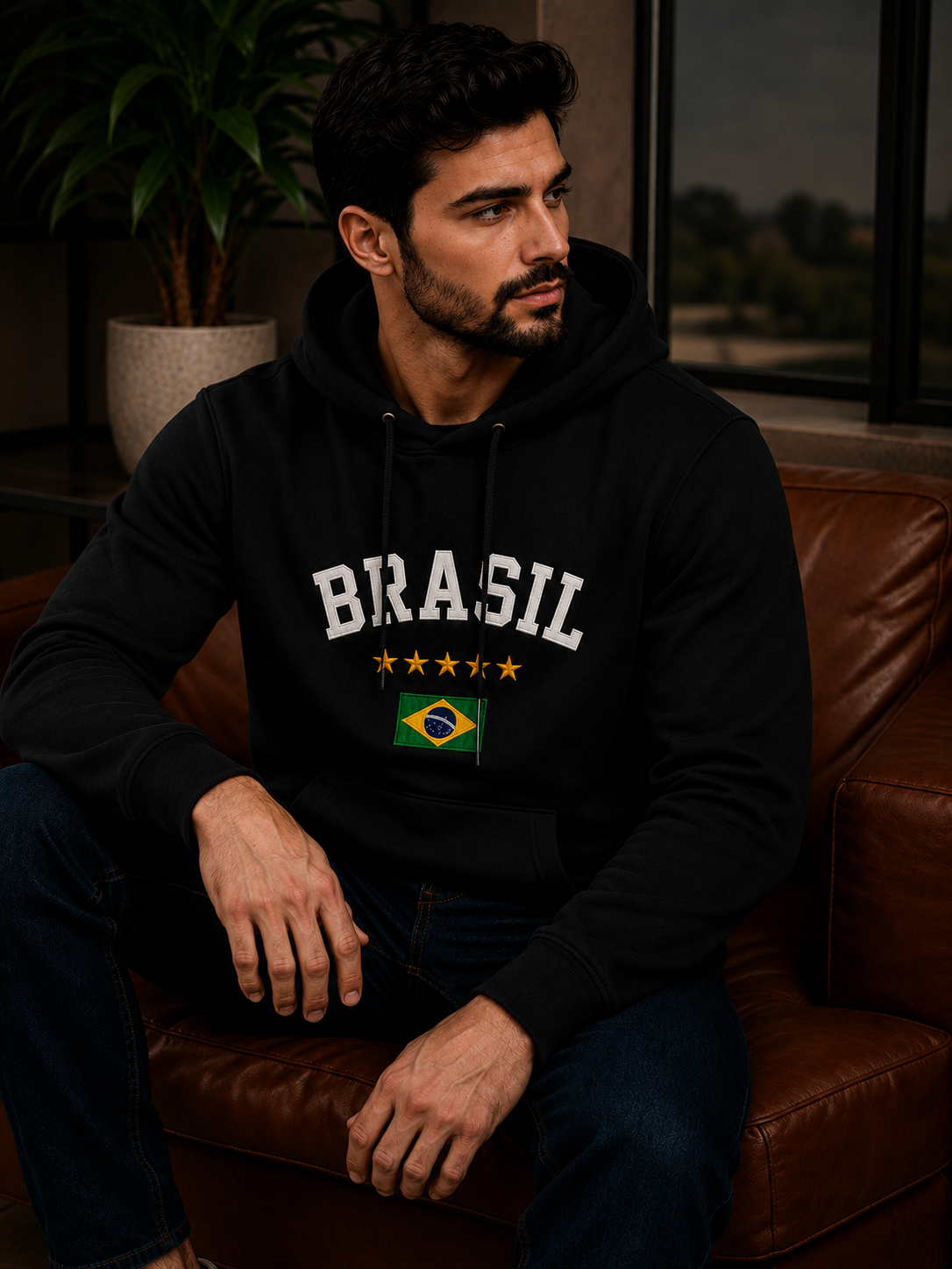 Moletom Canguru Brasil Varsity Streetwear Masculino