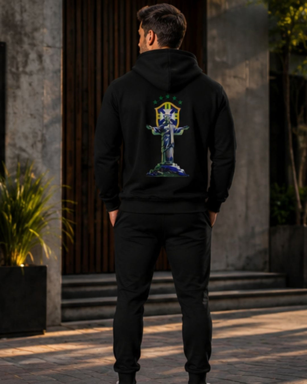 Conjunto Moletom Brasil Cristo Streetwear Masculino