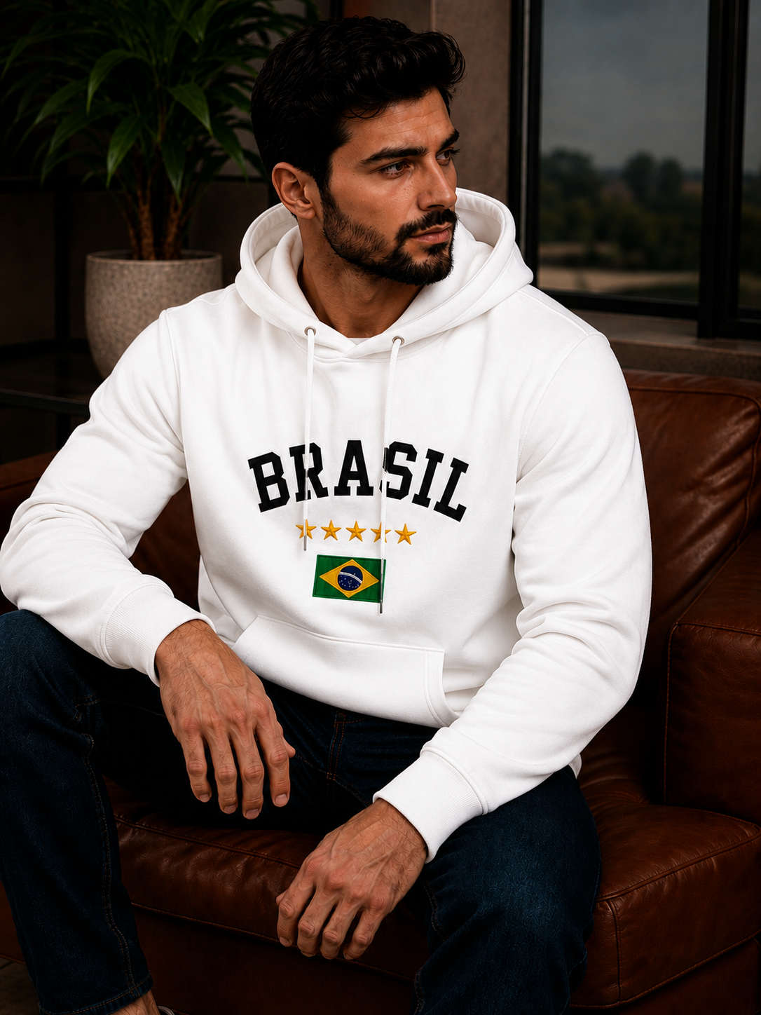 Moletom Canguru Brasil Varsity Streetwear Masculino