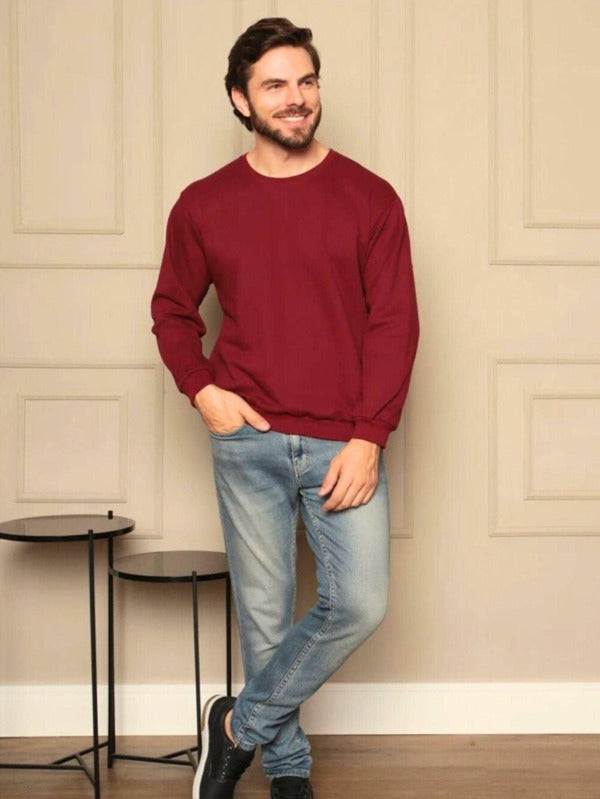 Moletom Masculino Gola Careca Minimalista Casual Urbano
