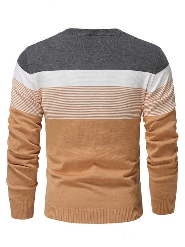 Suéter Masculino Listrado Texturizado Casual Minimalista