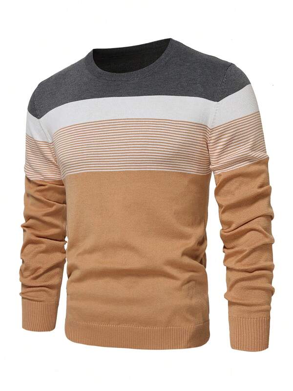 Suéter Masculino Listrado Texturizado Casual Minimalista