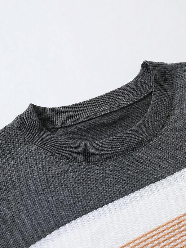 Suéter Masculino Listrado Texturizado Casual Minimalista