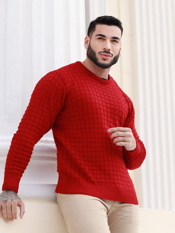 Suéter Masculino Canelado Gola Careca Casual Urbano