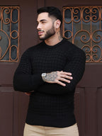 Suéter Masculino Canelado Gola Careca Casual Urbano