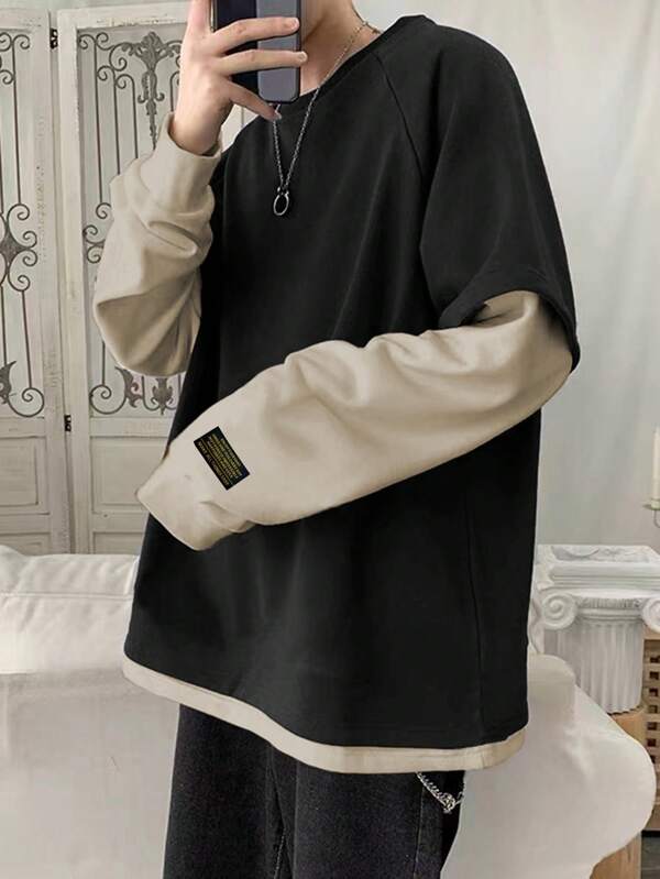 Moletom Oversized Bicolor Estilo Streetwear Minimalista