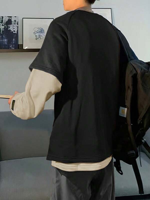Moletom Oversized Bicolor Estilo Streetwear Minimalista