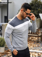 Suéter Masculino Listrado Texturizado Casual Minimalista