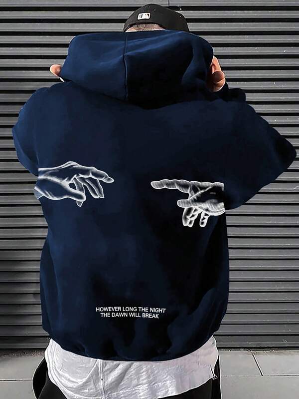 Moletom Oversized Com Capuz Estampa Minimalista