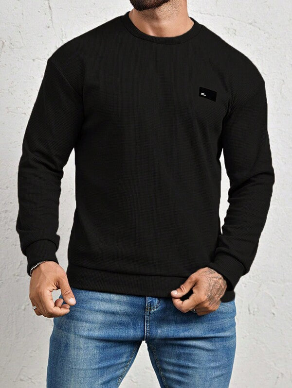 Moletom Masculino Texturizado Gola Careca Casual Moderno