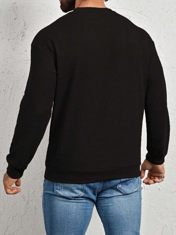 Moletom Masculino Texturizado Gola Careca Casual Moderno