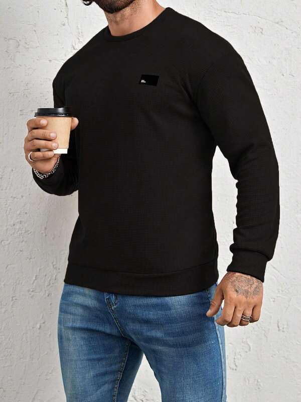 Moletom Masculino Texturizado Gola Careca Casual Moderno
