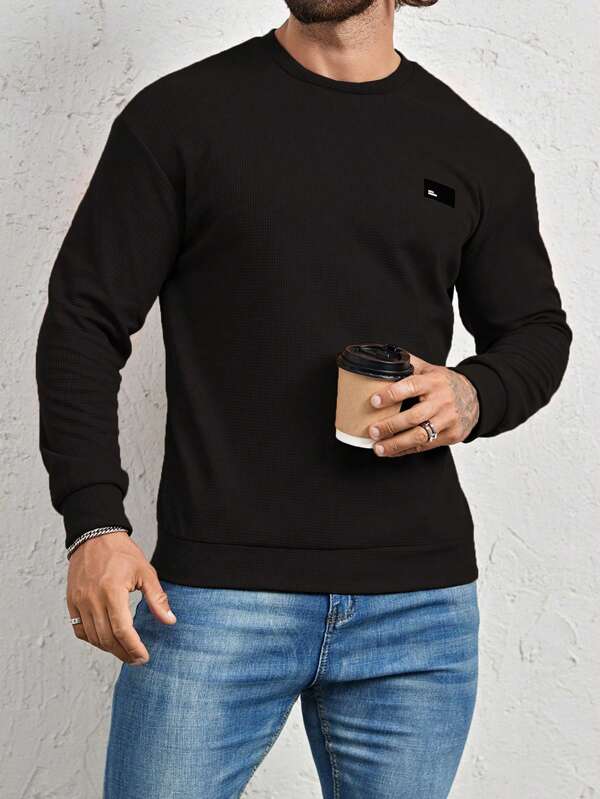 Moletom Masculino Texturizado Gola Careca Casual Moderno
