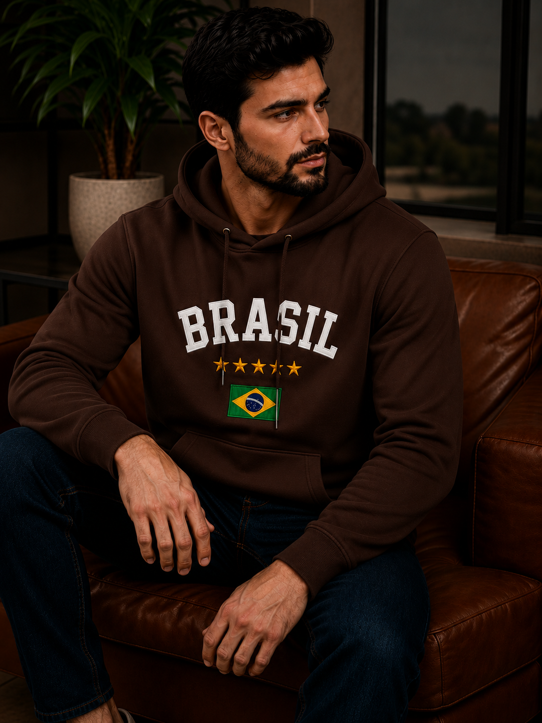 Moletom Canguru Brasil Varsity Streetwear Masculino