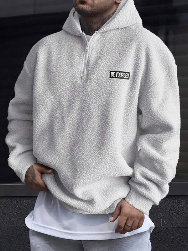 Moletom Teddy Com Zíper Gola Alta Estilo Casual Urbano