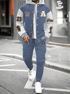 Conjunto Moletom College Com Jaqueta Bomber Streetwear