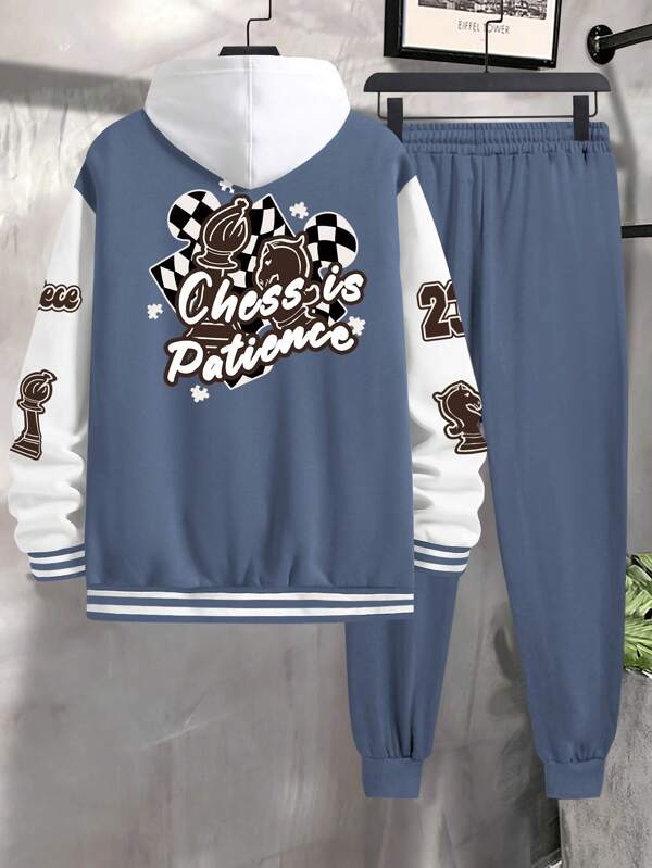 Conjunto Moletom College Com Jaqueta Bomber Streetwear