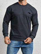 Moletom Masculino Texturizado Gola Careca Casual Moderno