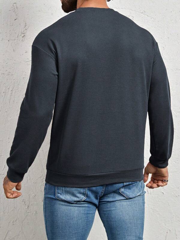Moletom Masculino Texturizado Gola Careca Casual Moderno
