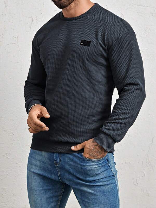 Moletom Masculino Texturizado Gola Careca Casual Moderno
