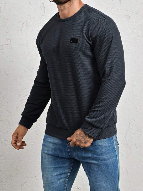 Moletom Masculino Texturizado Gola Careca Casual Moderno