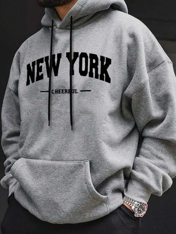 Moletom Oversized New York Com Capuz Estilo Streetwear