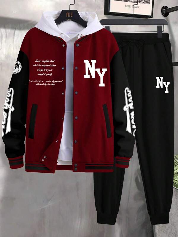 Conjunto Moletom College Com Jaqueta E Capuz