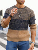 Suéter Masculino Tricot Listrado Casual Estilo Moderno