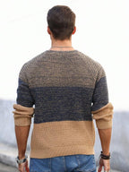 Suéter Masculino Tricot Listrado Casual Estilo Moderno