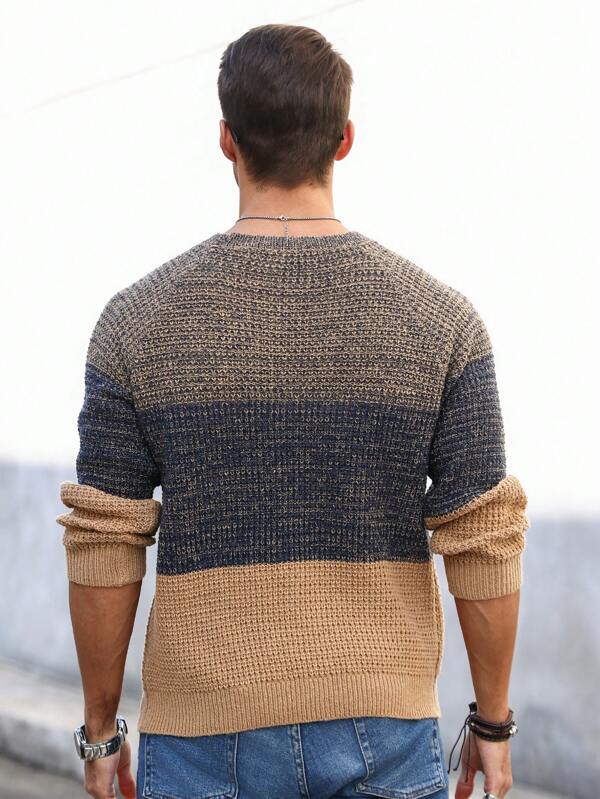 Suéter Masculino Tricot Listrado Casual Estilo Moderno