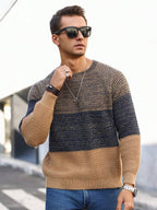 Suéter Masculino Tricot Listrado Casual Estilo Moderno