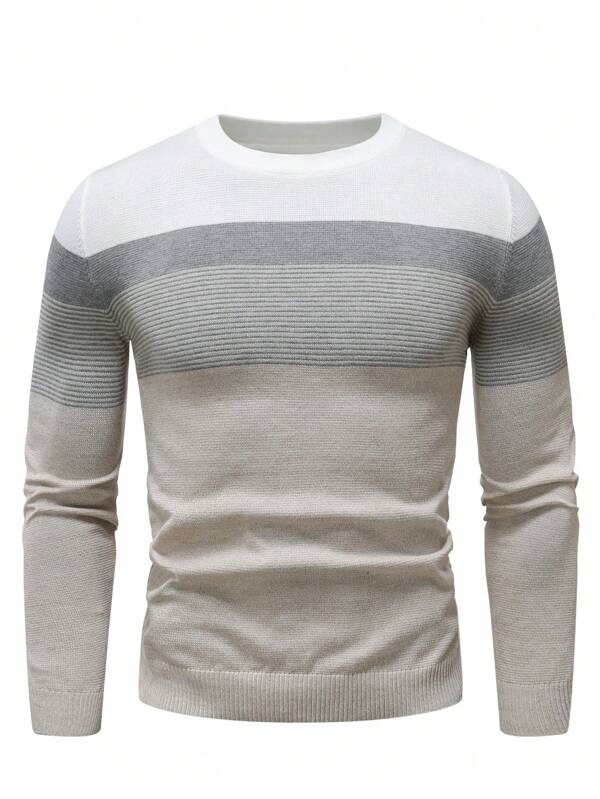 Suéter Masculino Listrado Texturizado Casual Minimalista