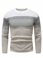 Suéter Masculino Listrado Texturizado Casual Minimalista