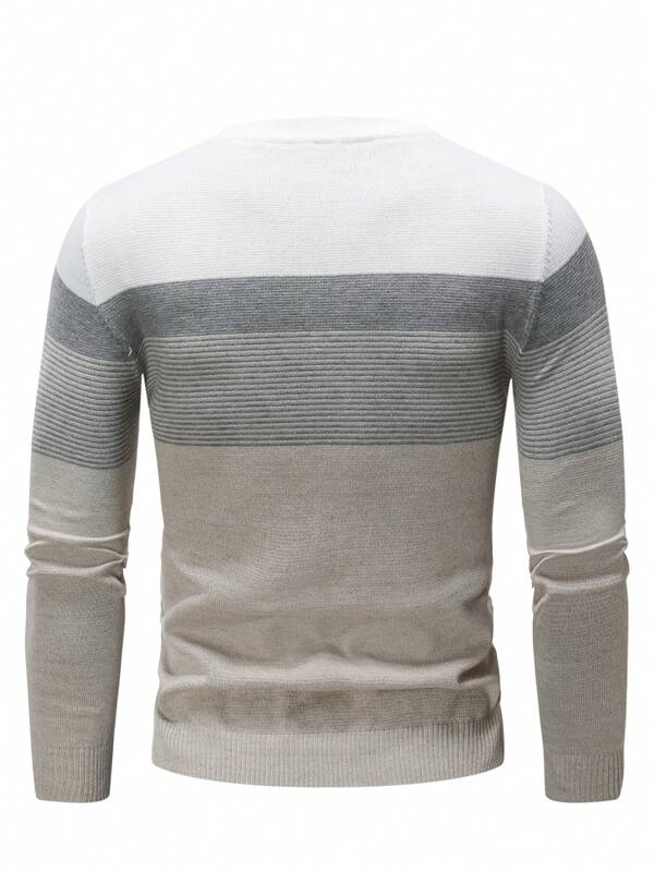 Suéter Masculino Listrado Texturizado Casual Minimalista