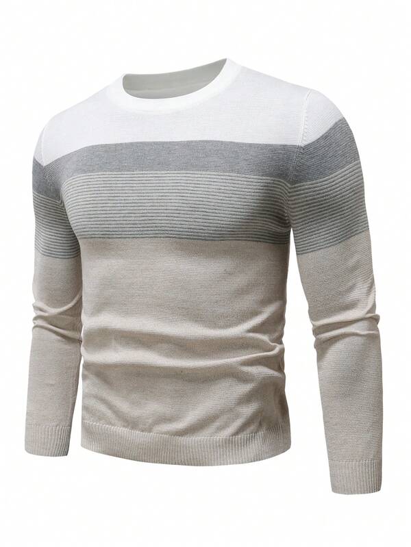 Suéter Masculino Listrado Texturizado Casual Minimalista
