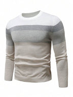 Suéter Masculino Listrado Texturizado Casual Minimalista