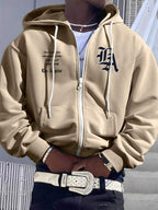 Moletom Los Angeles Com Zíper Estilo Streetwear Casual