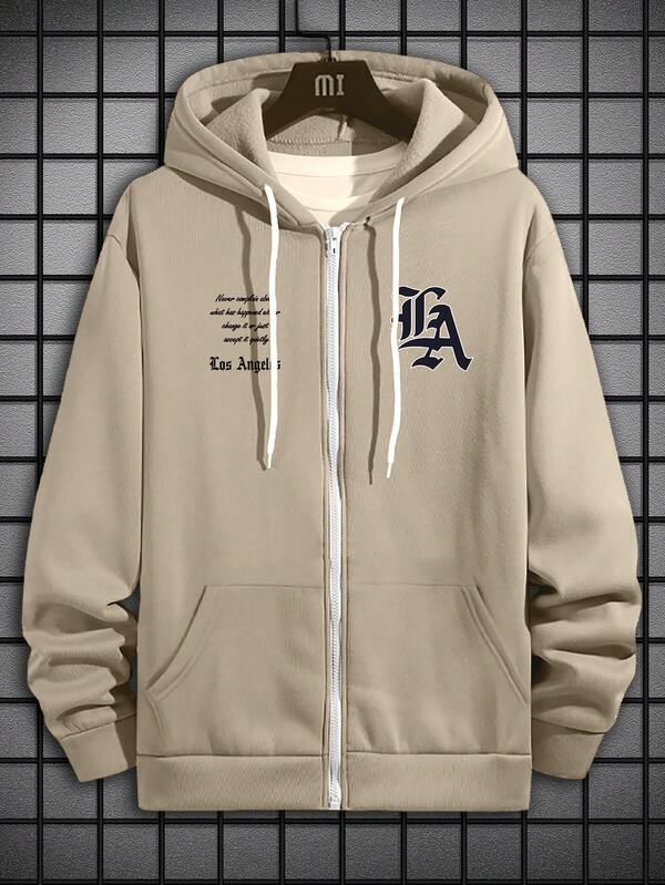 Moletom Los Angeles Com Zíper Estilo Streetwear Casual