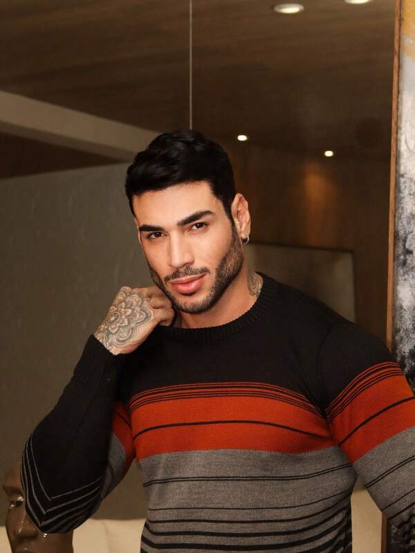 Suéter Masculino Listrado Degradê Casual Estilo Urbano