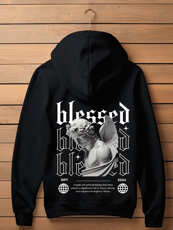 Moletom Oversized Blessed Angel Estilo Gothic Streetwear