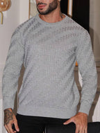 Suéter Masculino Texturizado Gola Careca Casual Moderno