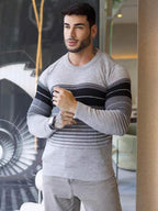 Suéter Masculino Listrado Degradê Casual Estilo Urbano
