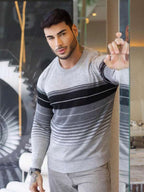 Suéter Masculino Listrado Degradê Casual Estilo Urbano