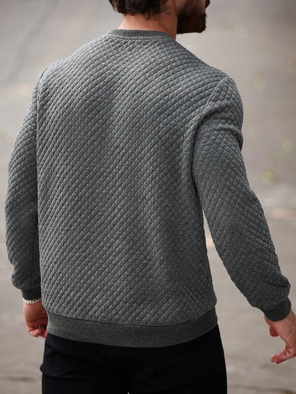 Moletom Masculino Texturizado Gola Careca Casual Elegante