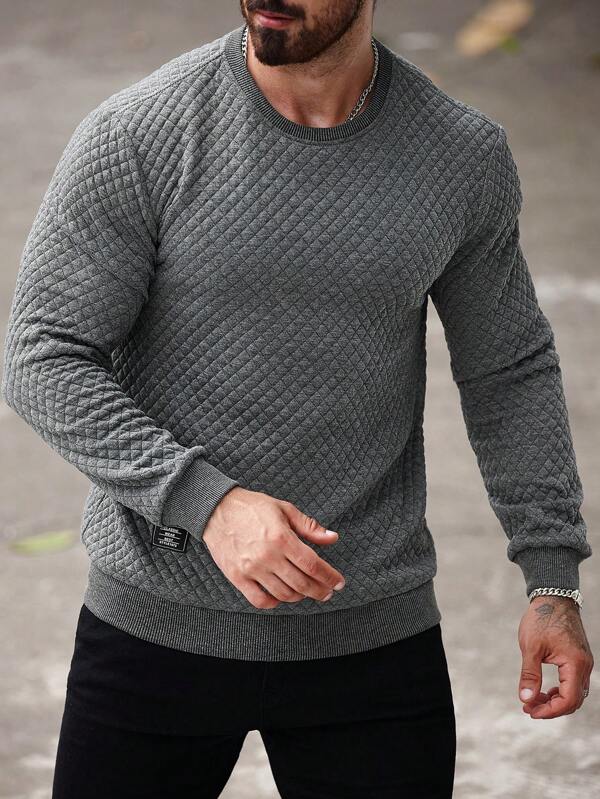 Moletom Masculino Texturizado Gola Careca Casual Elegante
