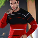 Suéter Masculino Listrado Gola Careca Casual Moderno