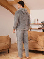 Conjunto Moletom Plush Com Capuz Estilo Comfy Inverno